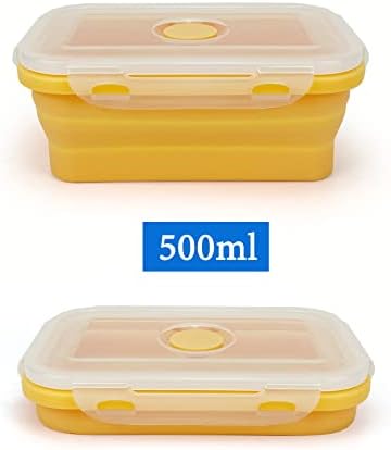 לונבנגו 4 חבילה Collapsible Reusable Lunch Containers, 350ml-500ml-800ml-1200ml, Silicone Food Storage Containers with Lids, Food Grade, Space Saving, Leak-proof Camping Travel Food Containers